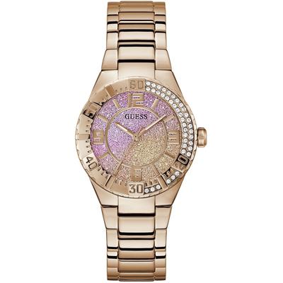 Quarzuhr GUESS "SANGRIA", gold (roségoldfarben, bunt), Armbanduhren, Damen, roségoldfarben, Quarzuhr, Armbanduhr, Damenuhr, Edelstahlarmband