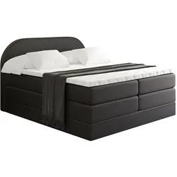 BOXSPRINGBETT mit Matratze und Lattenrost - NOX KING-180x200 - Schwarz