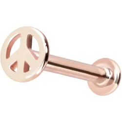 14 Karat Gold Labret mit Innengewinde PEACE-ZEICHEN