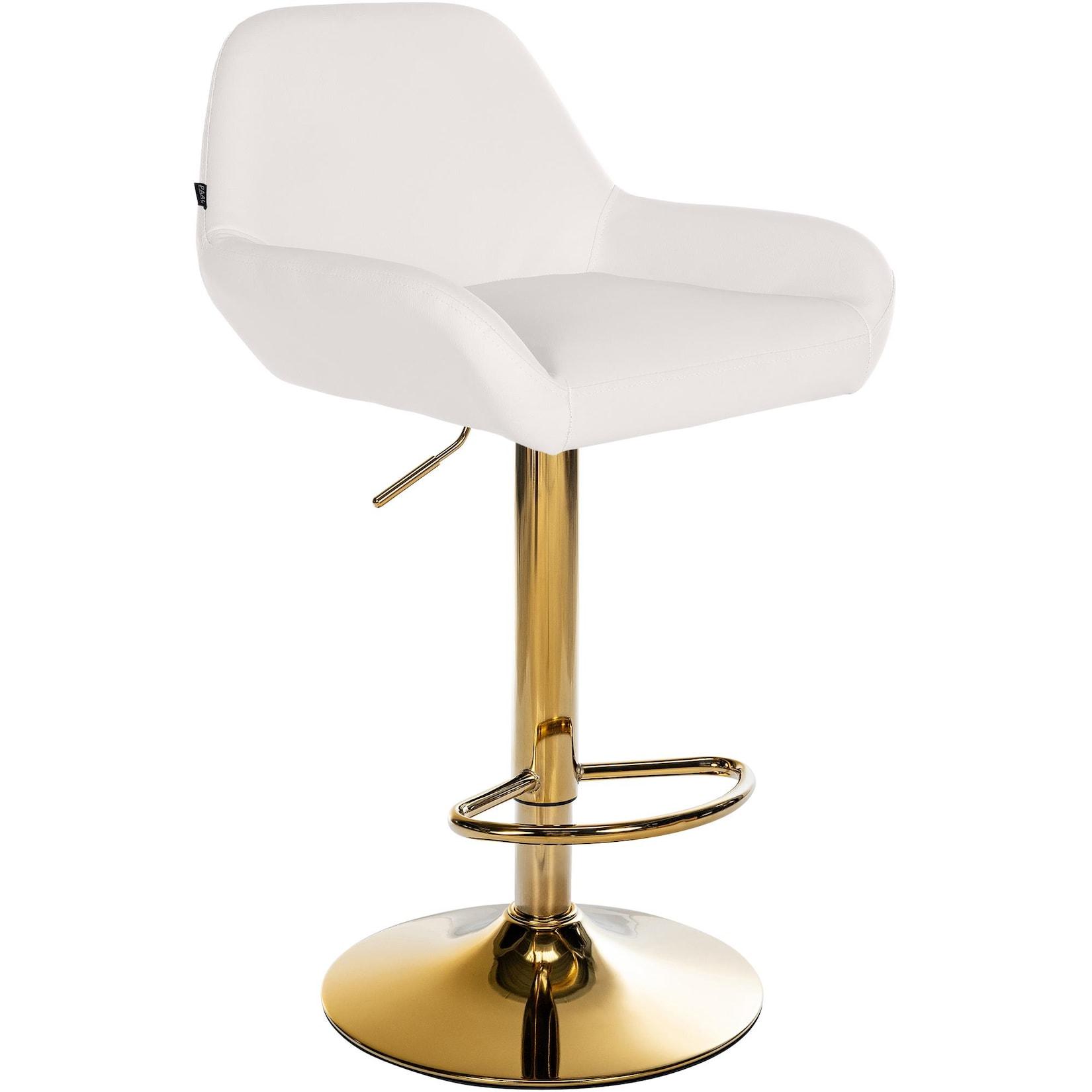 CLP Barhocker Braga Gold Kunstleder - Farbe: weiß