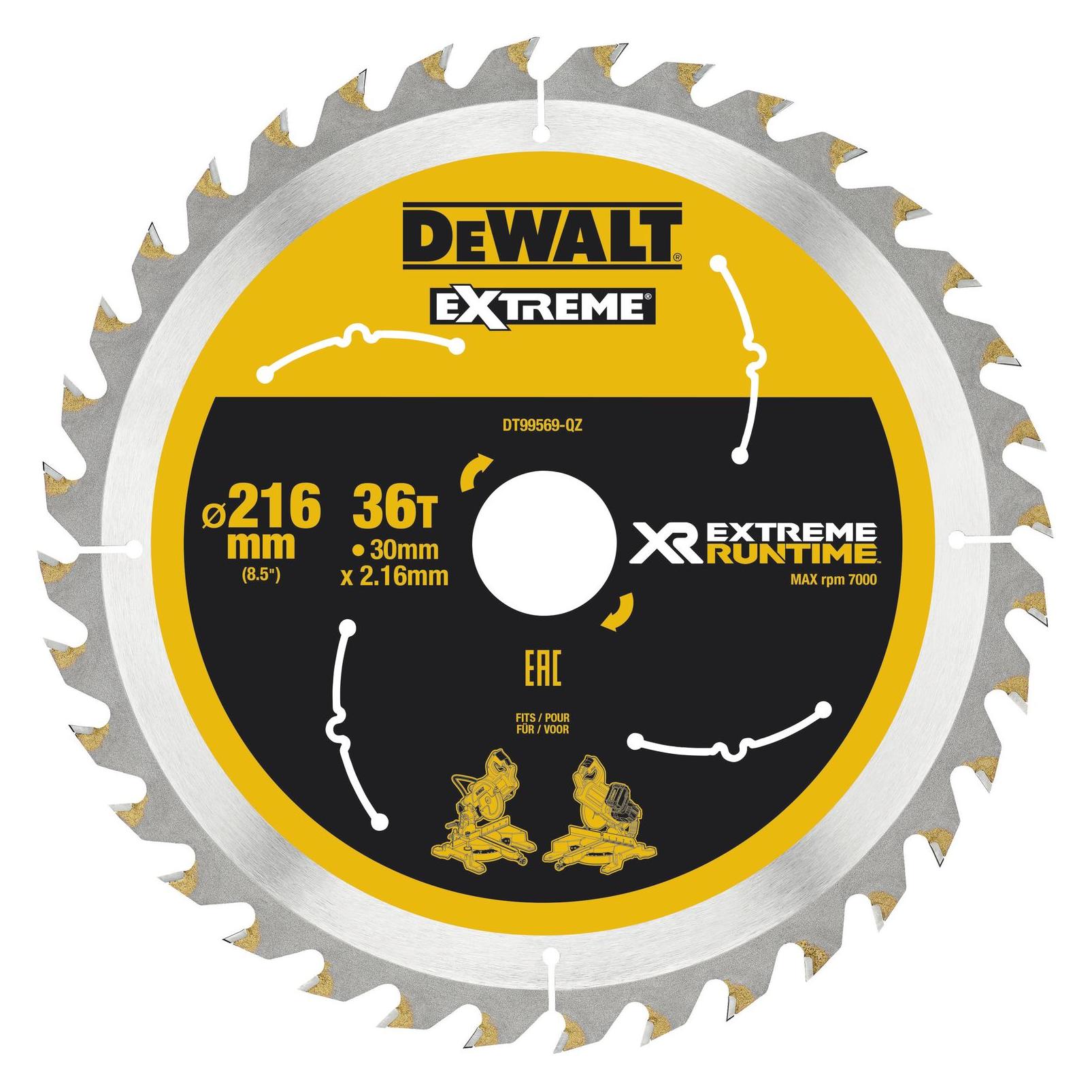 DeWalt DT 99569 XR Handkreissägeblatt 216 mm / 30 mm mit 36 Zähnen (DT99569-QZ)