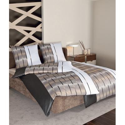 Bettwäsche JANINE "MILANO 45026", braun (kaffee), B/L: 135cm x 200cm, 1 Stk., 1 Stk., Mako-Satin, B/L: 80cm x 80cm, 2 Stk., Mako-Satin, Obermaterial: 100% Baumwolle, Bettwäsche, Bettwäsche, mit Reißverschluss