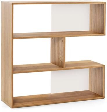 Costway Concave Bookshelf 3-Shelf Open Bookcase with Anti-Toppling Device for Living Room Study Office