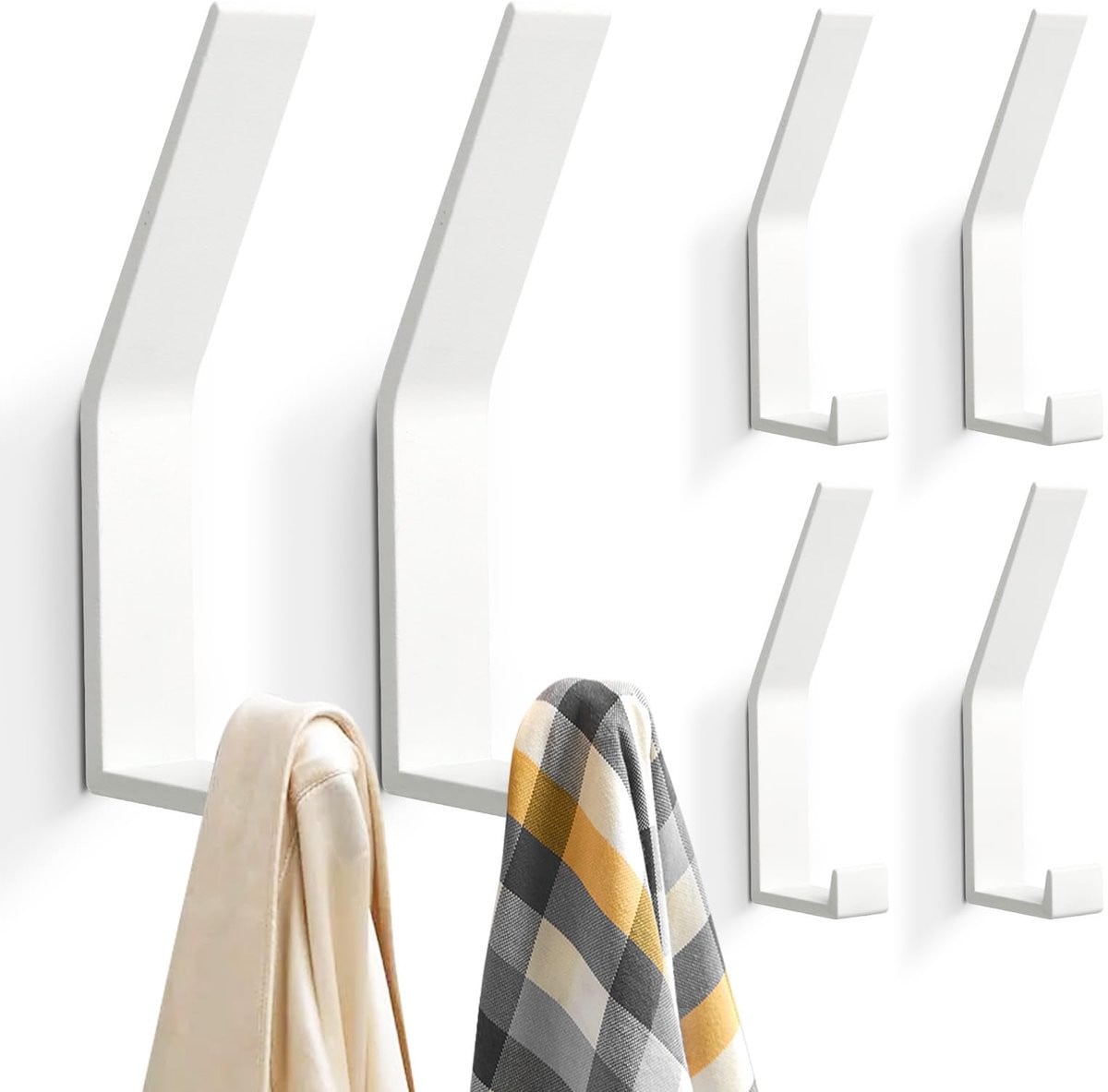 SnelShoppen Jashaken 6 stuks - Moderne dubbele kledinghaken met onzichtbare schroeven voor badkamer, keuken of kantoor