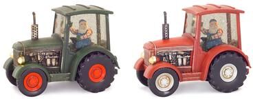 LED Snow Globe Tractor with Farmer Santa (Set of 2) by Melrose in Red Green (Size ONE SIZE)