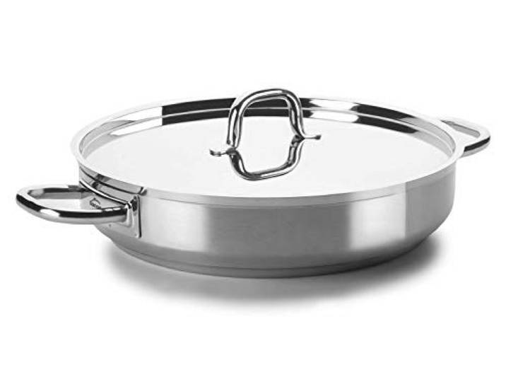 LACOR 54636 Pfanne mit Deckel Durchmesser 36 cm Chef Luxe Aus lebensmittelechtem Edelstahl gefertigt; hohe Korrosionsbeständigkeit und Haltbarkeit im täglichen Gebrauch