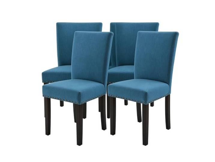 GarveeHome 4er-Set Gepolsterte Esszimmerstühle Im Parsons-Stil Trägt Bis Zu 136 kg Blau
