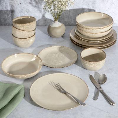 Gibson Elite Matisse 16-Piece Double Bowl Reactive Glaze Stoneware Dinnerware Set