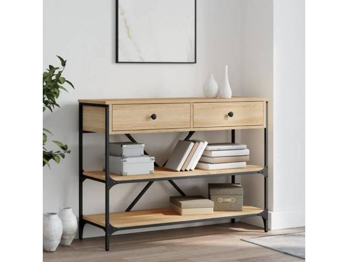 Table console avec tiroirs et étagères chêne sonoma 833404
