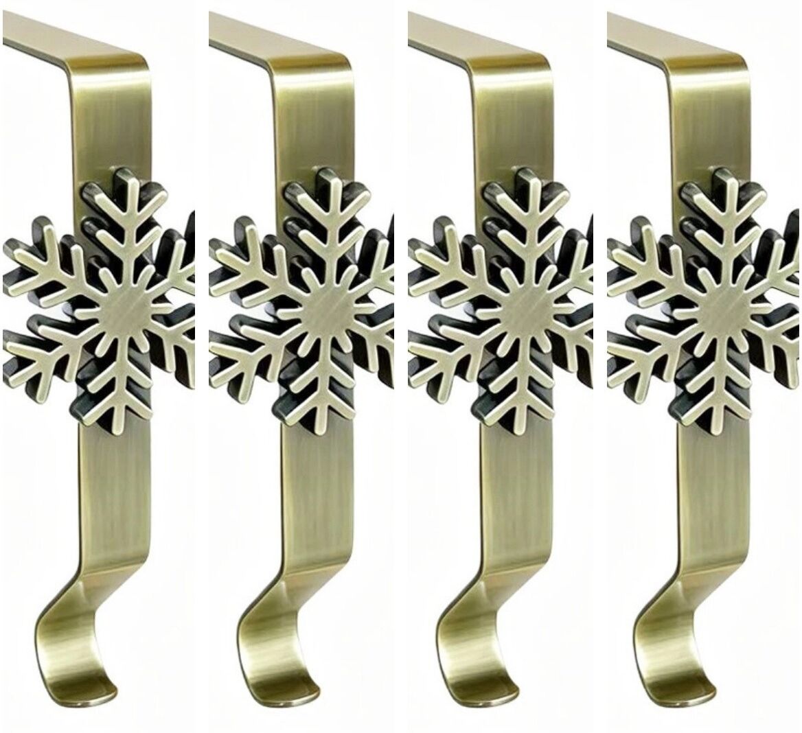 INF Cyanfarbene galvanisierte Schneeflocken-Weihnachtsstrumpfhaken ohne Bohren für Kaminsims, 4er-Pack
