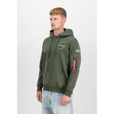 Hoodie ALPHA INDUSTRIES "Space Shuttle Hoodie", Herren, Gr. S, grün (schwarz olive), Obermaterial: 80% Baumwolle, 20% Polyester, regular fit, Sweatshirts Hoodie