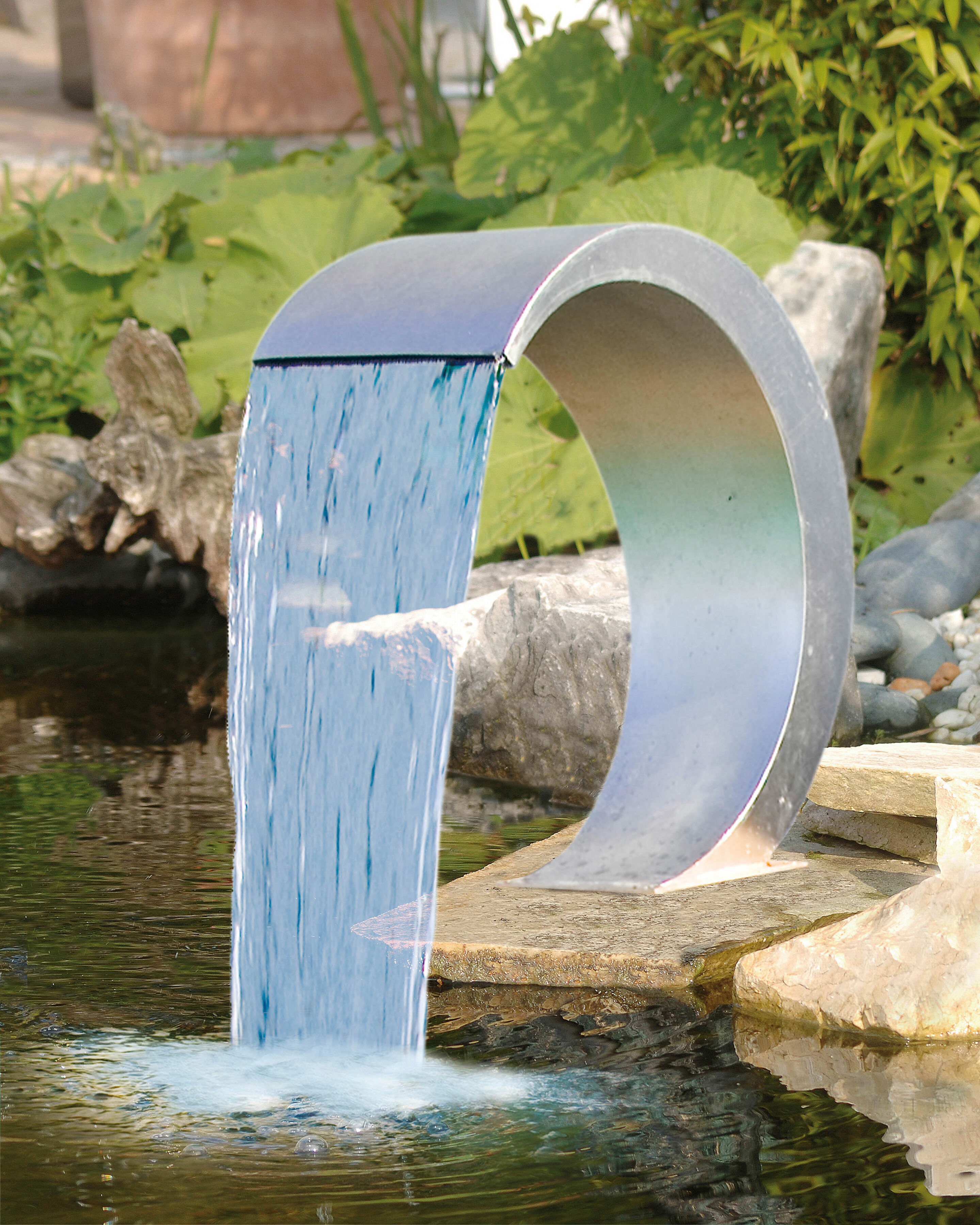 Wasserfall UBBINK "Mamba", silber (silberfarben), Edelstahl, Wasserspiele, Wasserfall