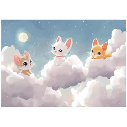 FOTOTAPETE Kinderzimmer Katze Wolken 300x210
