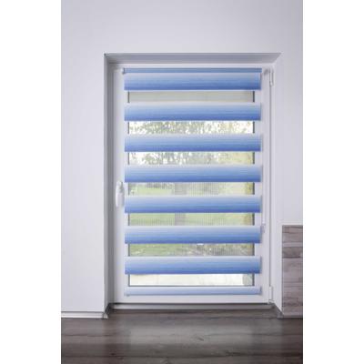 Doppelrollo K-HOME "mit schönen Farbverlauf", blau (blau, weiß, weiß), B:120cm H:150cm, Polyester, Rollos