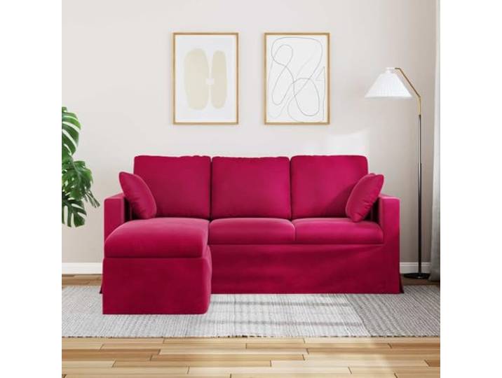 KTHLBRH Weinrotes Sofa 178 x 134 x 80 cm Samt Rahmen aus Metall, Schaumstoff und Faser, Armlehnen aus Holz, Verwendung im Innenbereich