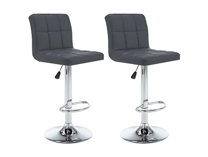 vidaXL 2X Barhocker Höhenverstellbar Barstuhl Tresenhocker Bistrohocker Thekenhocker Küchenhocker Thekenstuhl Tresenstuhl Grau Kunstleder