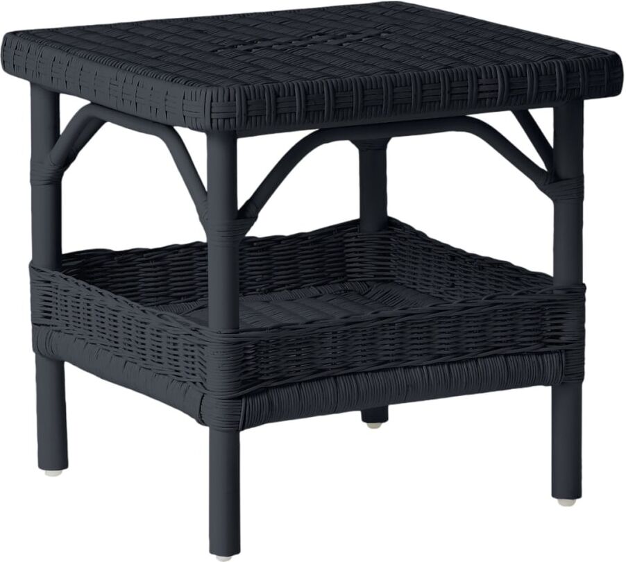 Kok Maison Table basse carrée rotin laqué noir Noir 51x46x51cm