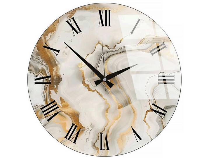 Wanduhr, Weiß, Goldfarben, Glas, 40x40x0.4 cm, Dekoration, Uhren, Wanduhren