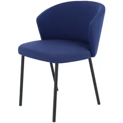 Stuhl Mila mit Stoffbezug, modernes Design, Blau, gepolstert, Metallgestell pulverbeschichtet