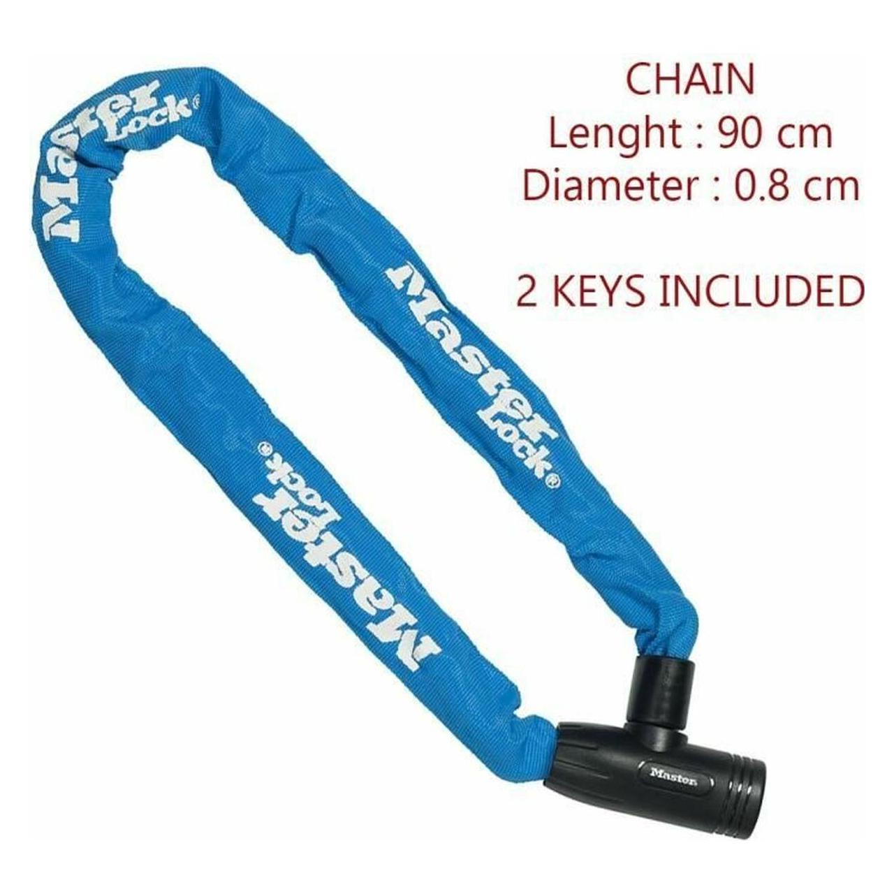 Master Lock Fahrradschloss Stahlkettenglied (mit Schlüssel) (90 cm Kette) (Zufällige Farbe) 8391EURD (90 cm) (8391EURDPROCOL)