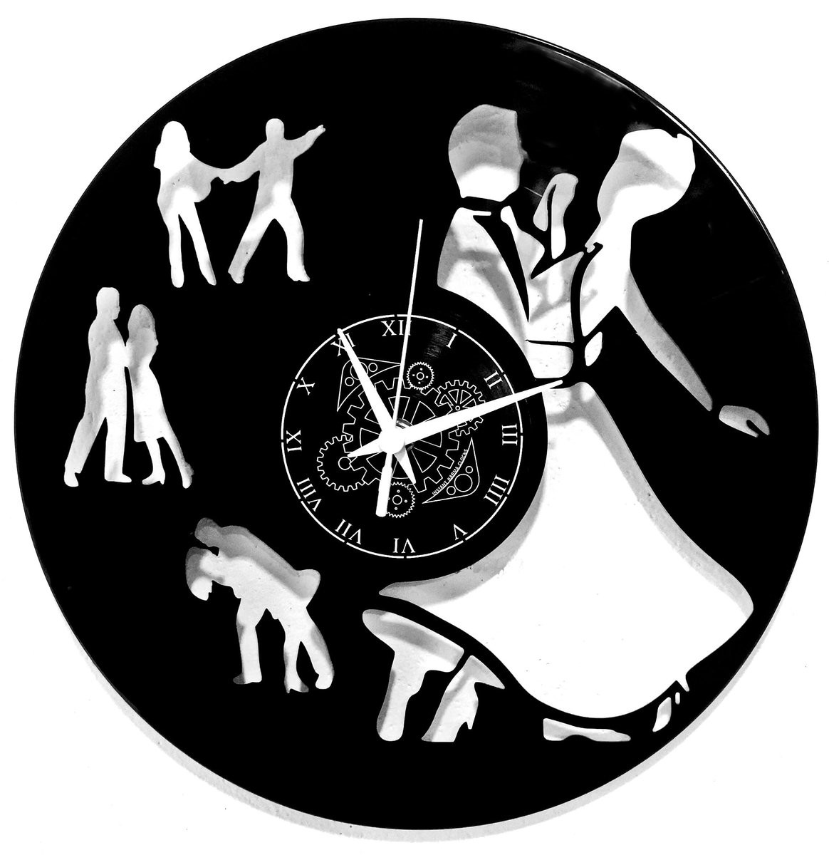 Vintage Vinyl Wandklok - Analoge Handgemaakte Decoratie voor Volwassenen