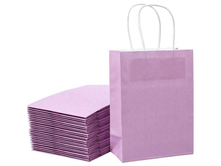 Geschenktüten 25 Stück Set Lila 15 x 8 x 21 cm, Flieder, Papier, 8x21x21 cm, Dekoration, Geschenkartikel