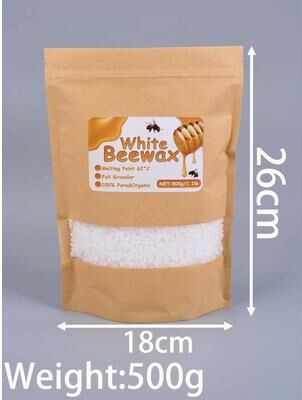On Spot Shop 1LB Natural White Beeswax Granules, Pure Candle Making Supplies For DIY Scented Candles, Smokeless Wicks, Handmade Gift 500g