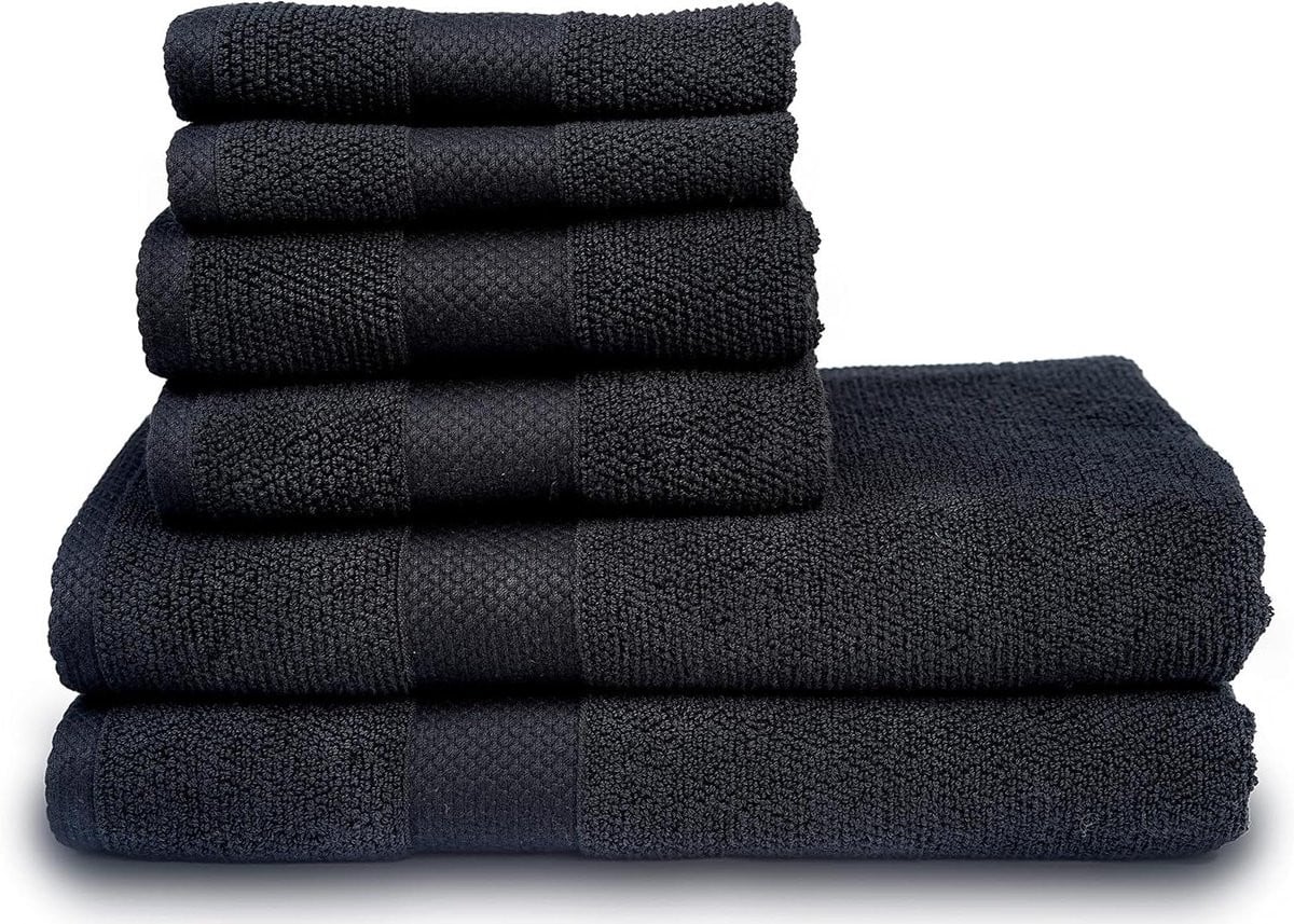 Set van 6 ultra absorberende badhanddoeken van katoen - Zwart