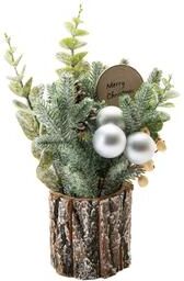IH Casa Decor "12"" Berry Arrangement with Tree Bark Base White"