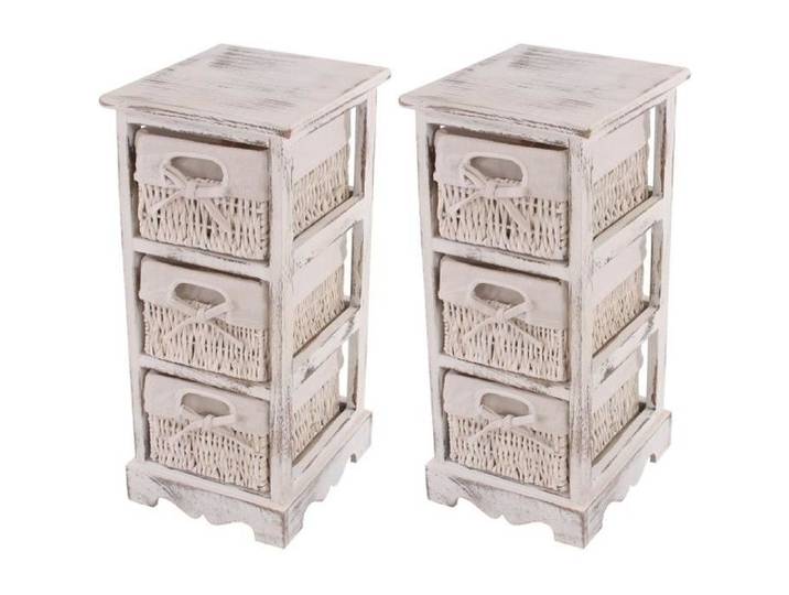 2x commodes /meubles d'appoint / étagères 3 paniers 25x28x58cm shabby vintage blanc