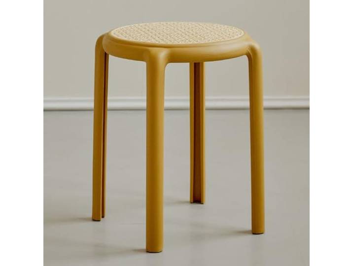 ILOOXI Rund Esszimmerhocker, Stapelhocker Hocker Stapelbar Küchenhocker, Rattan Barhocker Bunte Stapeltisch Für Klassenzimmer, Wohnzimmer, Esszimmer(Yellow)