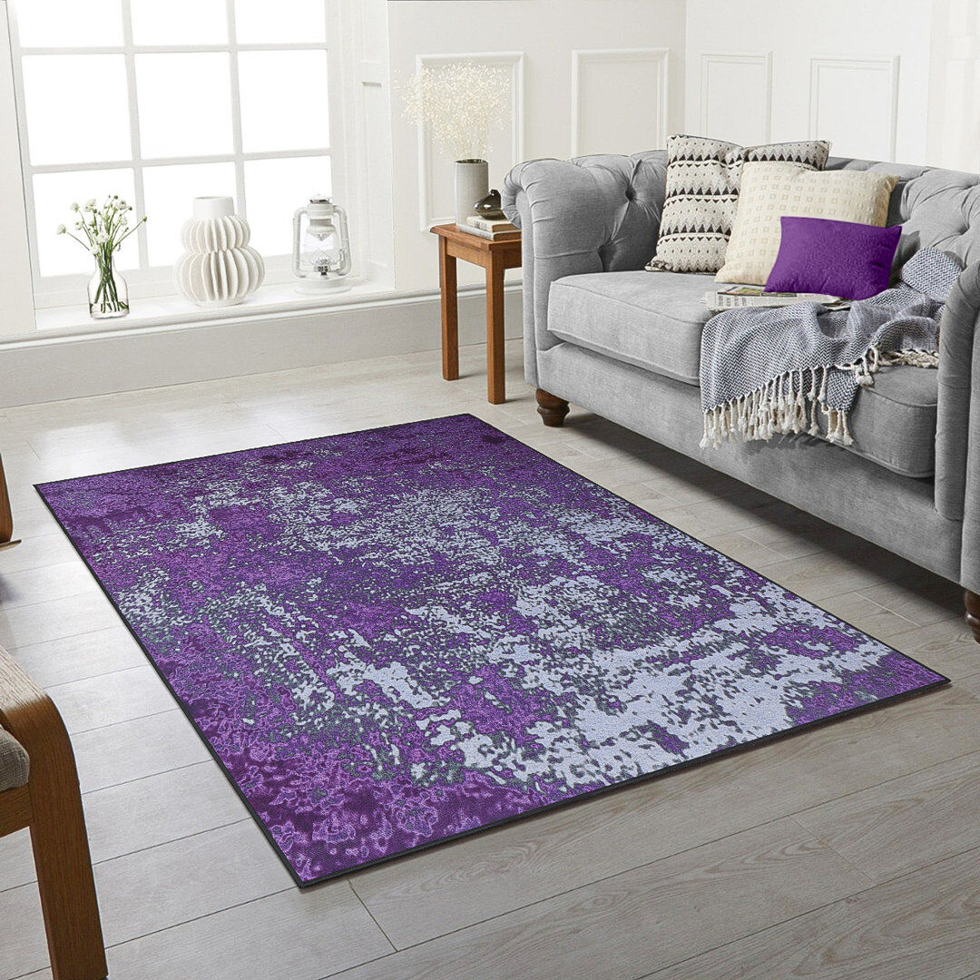 Borough Wharf Abryelle Rectangle Abstract Dhurrie Washable Purple Rectangle 200 x 290cm