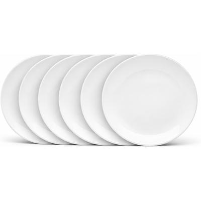 Dessertteller VAN WELL "Malmö, Teller 20 cm, 6 Stück", weiß, H:2,3cm Ø:20cm, Steingut, Speiseteller, Teller Set, Steingut, spülmaschinen-/mikrowellengeeignet