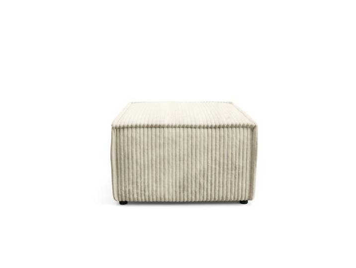 LARIA - Pouf en gros velours côtelé Beige 76x76x41