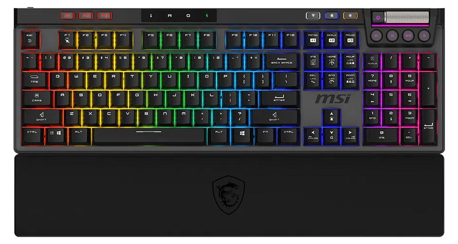 MSI STRIKE PRO WIRELESS, Kabellos, USB + Bluetooth, Mechanischer Switch, QWERTY, RGB-LED, Schwarz
