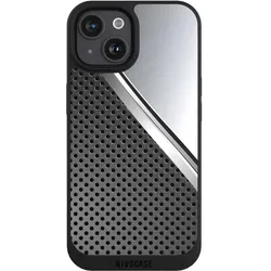 Nivocase Handyhülle für Apple iPhone 15 Hülle NIVOpure Case Schwarz Carbon Metall Stahl (Apple iPhone 15), Smartphone Hülle, Schwarz