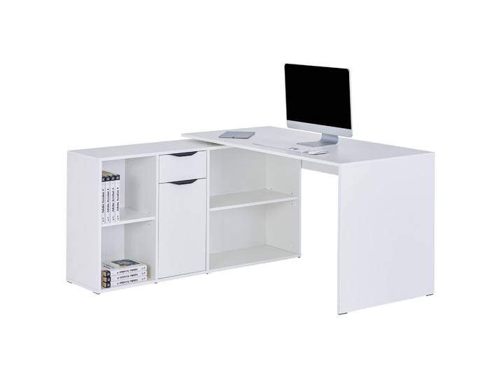 Schreibtisch mit Stauraum B 135cm H 74cm Weiß