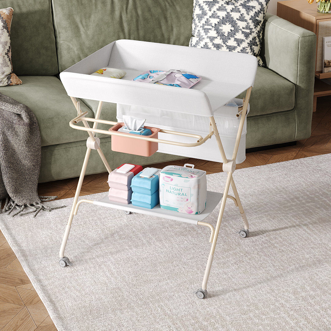 Inbox Zero Changing Table , Changing Pad Included Grey 122cm H X 76cm W X 75cm D