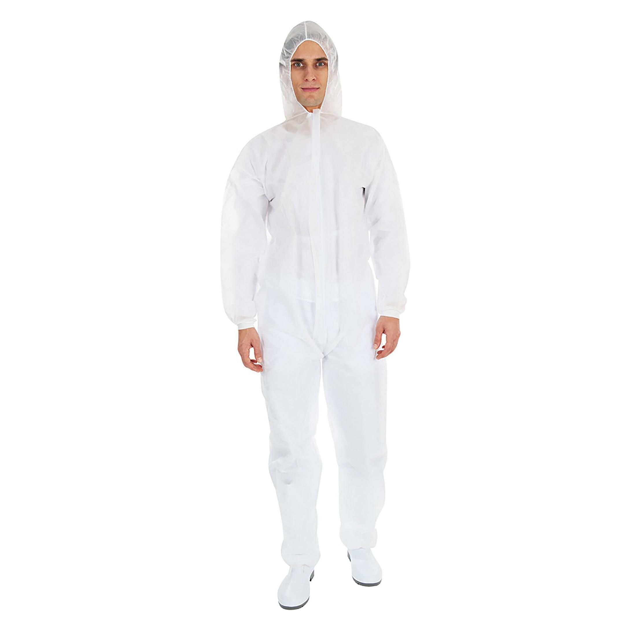 franz mensch Hygostar Overall "Strong", PP, XXL, weiss Taillengummi, Bündchen, Kapuze (XXL) (276009)