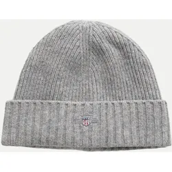 Beanie Shield mit Rippstrick Grau