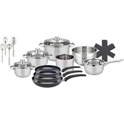 ELO Stahlwaren Topfset Basic Galactica, Pfannenset + Topfset, Silber, Schwarz