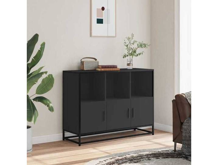 Noir Buffet & bahut contemporain，Buffet noir 100x35x76 cm bois d'ingénierie FR&5078