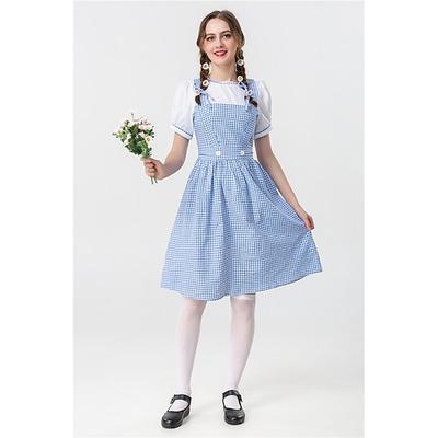 Damen Oktoberfest Dirndl Retro Vintage Karriertes Kleid für Oktoberfest Bier Karneval Maskeradenparty