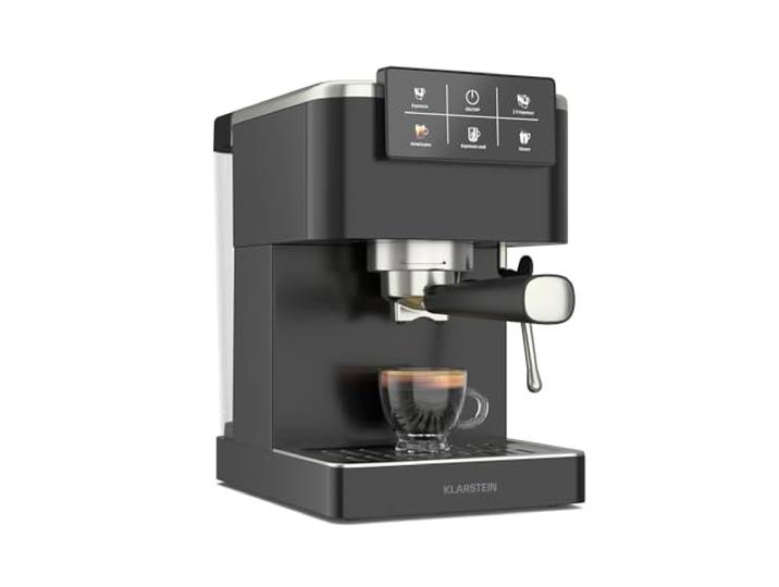 Klarstein SteelPresso Touch Siebträgermaschine – 20-Bar, 1350 W, Edelstahl, 1,5-L-Wassertank, Touch-Display, Integrierter Milchaufschäumer, Kompaktes Design, Kaffeemaschine