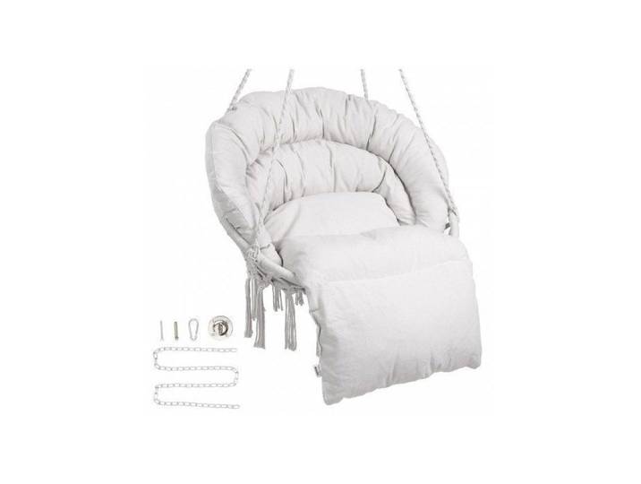 Fauteuil suspendu 150 kg pivotant macramé coussin corde coton terrasse jardin beige