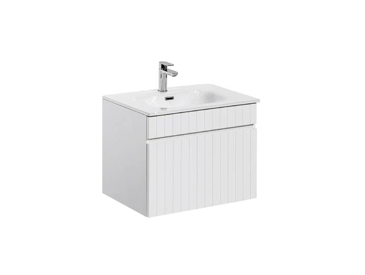 Meuble simple vasque encastrée 60cm Zelie Blanc