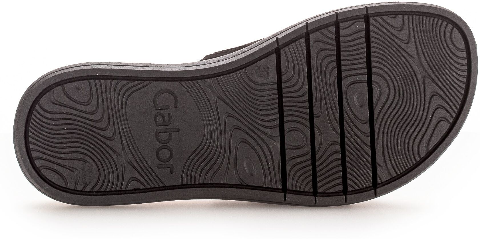 Gabor Plateau, Sommerschuh, Schlappen mit grosser Zierschnalle schwarz 36, Leder