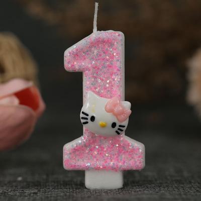 Tiny Tots Teens Trends Cinnamoroll Hello Kitty Number Candles, Cartoon Character 3D Cake Topper, Birthday Anniversary Plug In Party Decoration hello Kitty 1