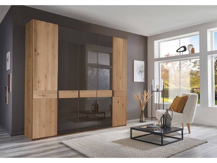 Drehtürenschrank - Glastür A 246 x 216cm Braun/Mokka