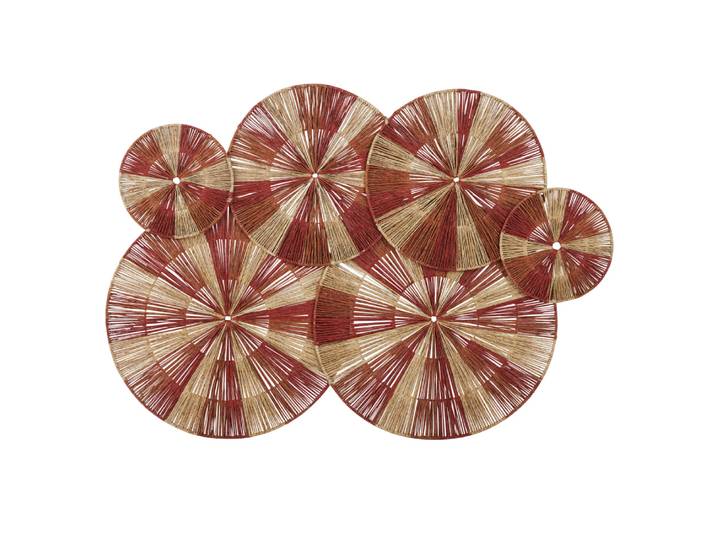 Wanddeko aus Jutegeflecht, beige und rot, 112x80cm